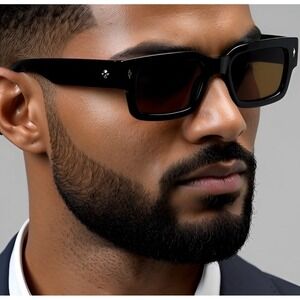Chunky Square Frame Sunglasses Fashion Eyewear‎ Brown Men Classic Style Hip Hop